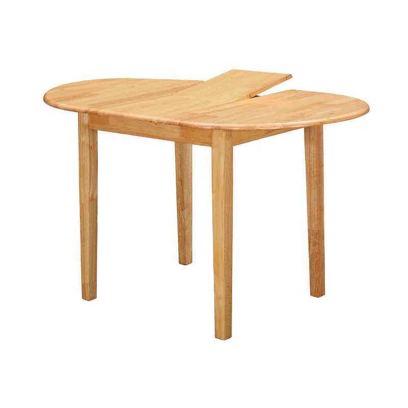 Extendable Oval Dining Table in Natural Wood – Solid Rubberwood 4-Seater Table with Butterfly Leaf