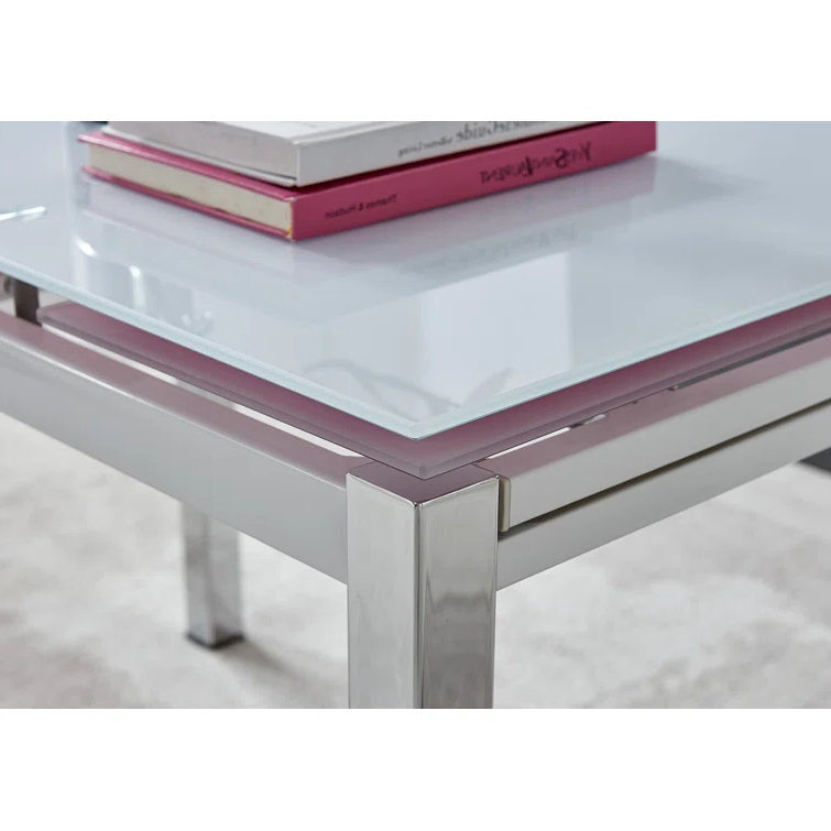 Modern Extending Glass Dining Table with Chrome Base – Black or White