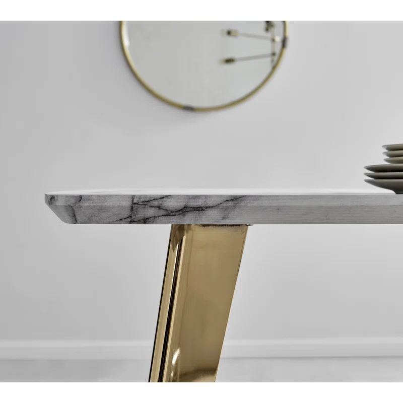 Luxury Gold & Marble Dining Table – Elegant & Opulent Design