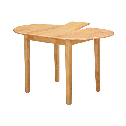 Extendable Oval Dining Table in Natural Wood – Solid Rubberwood 4-Seater Table with Butterfly Leaf