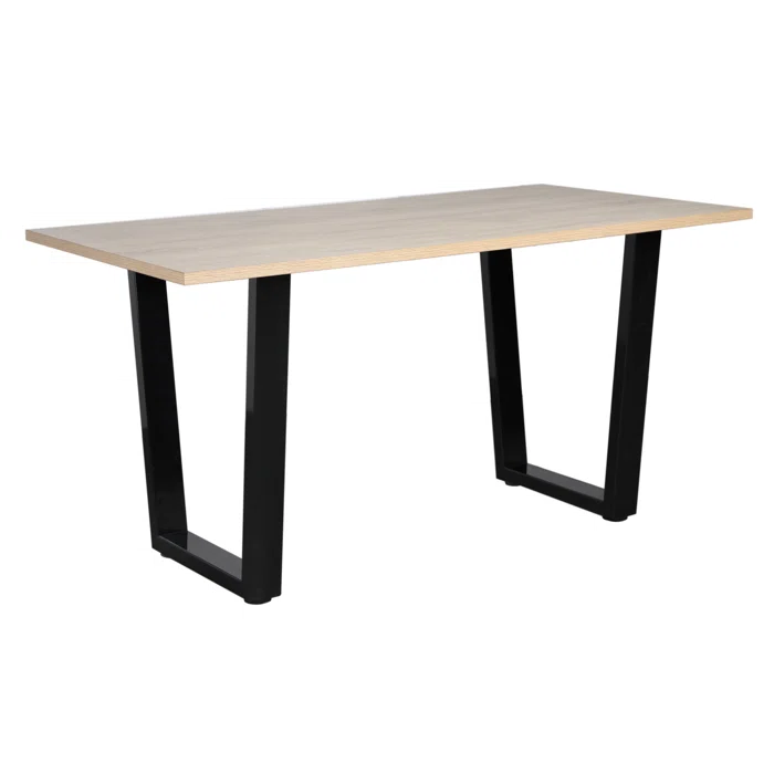 Modern Dining Table with Light Oak Effect Top & Black Legs