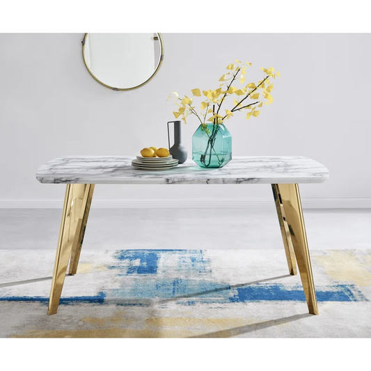Luxury Gold & Marble Dining Table – Elegant & Opulent Design